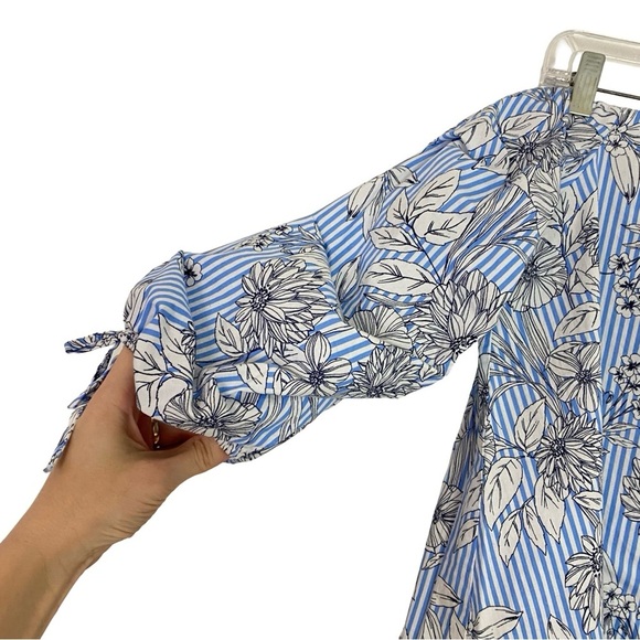 Timing Floral Top Womens Size Medium Off The Shoulder Striped Half Sleeve - Picture 3 of 9